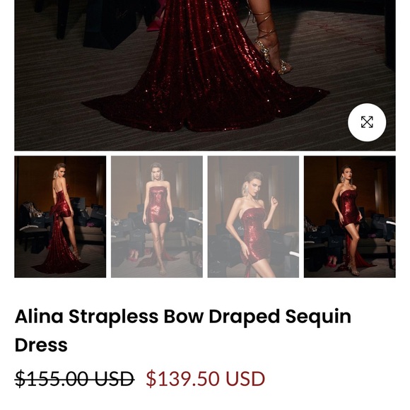 Mew Mews Red Sequin Bow Mini Dresss - Picture 5 of 7